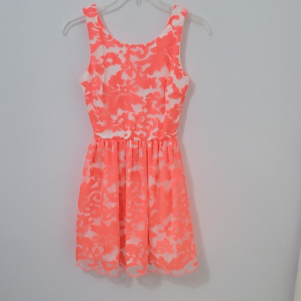 Lulu's Coral Embroidered Dress, Size XS